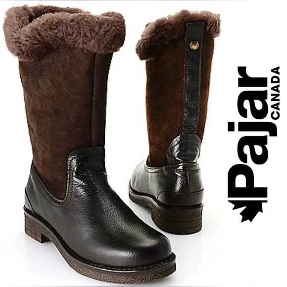 Pajar Shoes - PAJAR Women's Winter Boots Dark Brown Suede Leather Shearling NWT Size 38